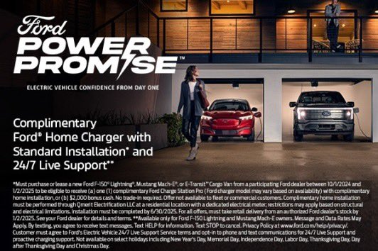 RacewayFleet's tweet photo. Charge Up Your Adventures with Ford PowerPromise!

When you buy/lease a new Ford Mach-E, F-150 Lightning, or E-Transit, you’ll get a FREE Ford Home Charger!

And, a certified Ford expert will take care of the installation at no additional cost!

See Raceway Ford re #PowerPromise https://t.co/tMq8Xos7Uw