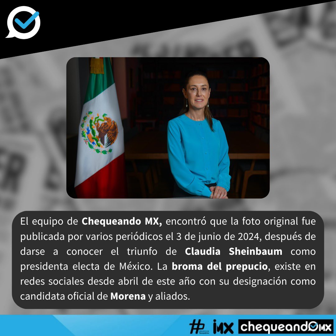 ChequeandoMx's tweet photo. 📌 Apenas comenzó el sexenio de la presidenta Claudia Sheinbaum Pardo (@Claudiashein) y las #FakeNews salieron a flote 📰

Checa la comprobación que hizo el equipo de #ChequeandoMX 

#fyp #tendencia #parati #viral #desmentir #noticia #post #gobierno #CuartaTransformacion #4T https://t.co/4DGUBfjYUV