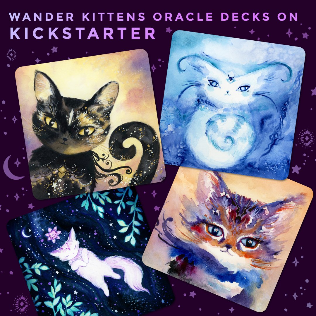 Yay! My Wander Kittens Oracle Deck Kickstarter reached its funding goal in less than 3 hours and in less that one day, we unlocked our 1st Stretch Goal: 2 new kitten cards! kickstarter.com/projects/ghost…