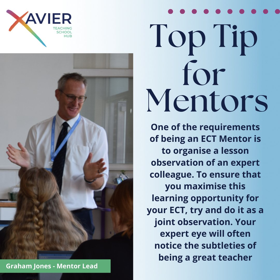 xaviertshub's tweet image. Mentors provide essential guidance, support, and wisdom, helping new teachers navigate the classroom and grow their skills. With a mentor, ECTs can thrive and make a lasting impact. #TopTipsforMentors #MentorshipMatters #ECTSupport