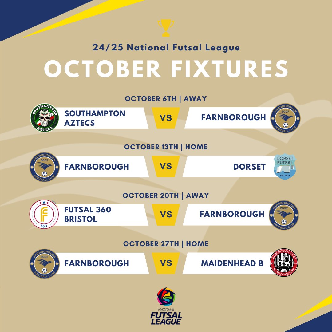 Happy October 🎃 With the cup fixtures over, we look ahead to the start of the league this weekend and a month of back to back games.