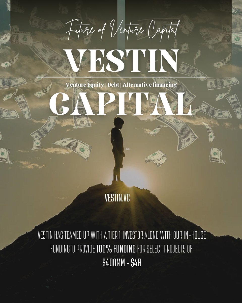 VestIn_CG's tweet image. Unlock 100% Project Funding with VestIn!

Thanks to our recent Joint Venture with a leading Tier 1 investment firm, VestIn is now offering 100% financing for projects ranging from $400MM to $4B. 

#ProjectFunding #SustainableInvesting #InfrastructureInvestment #FundingSolutions