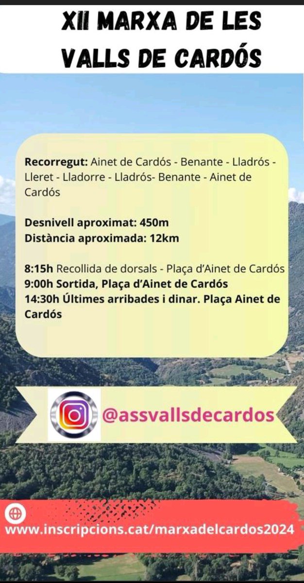 casamoraarros's tweet image. Us hi esperem. 
Caminada popular per la #valldecardós
#senderisme 
#camins