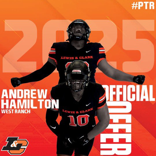 Andrew Hamilton (@andrewh_2025) on Twitter photo I’m honored to have received an offer from Lewis and Clark! Thank you <a href="/Coach_DanFields/">Coach Daniel Fields</a> for this opportunity! <a href="/LCPiosFB/">Lewis & Clark Football</a> <a href="/WestRanchFB/">West Ranch Football</a> #PTR #RollPios I’m honored to have received an offer from Lewis and Clark! Thank you <a href="/Coach_DanFields/">Coach Daniel Fields</a> for this opportunity! <a href="/LCPiosFB/">Lewis & Clark Football</a> <a href="/WestRanchFB/">West Ranch Football</a> #PTR #RollPios