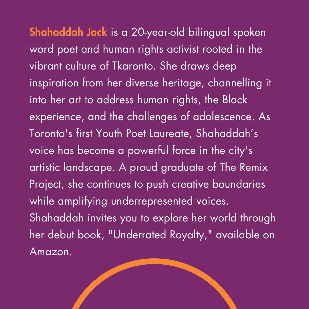Meet Shahaddah Jack!

Shahaddah is Toronto's first Youth Poet Laureate and has become a powerful force in the city's artistic landscape. 

🔗Click the link in our bio  to register today.
readingpartnership.com/the-next-chapt…

#TheNextChapterFest #TheReadingPartnership
