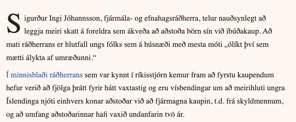Áður gátu flestir sparað fyrir íbúð, nú er íbúðaverð í RVK himinnhátt útaf skortinum sem keyrir upp verðbólguna. Enginn á séns nema með foreldraláni og verðtryggðu bankaláni. Viðbrögð Framsóknar? Afnema nýtingu sér­eignasparnaðs og tala fyrir skattlagningu á hjálp frá foreldrum.