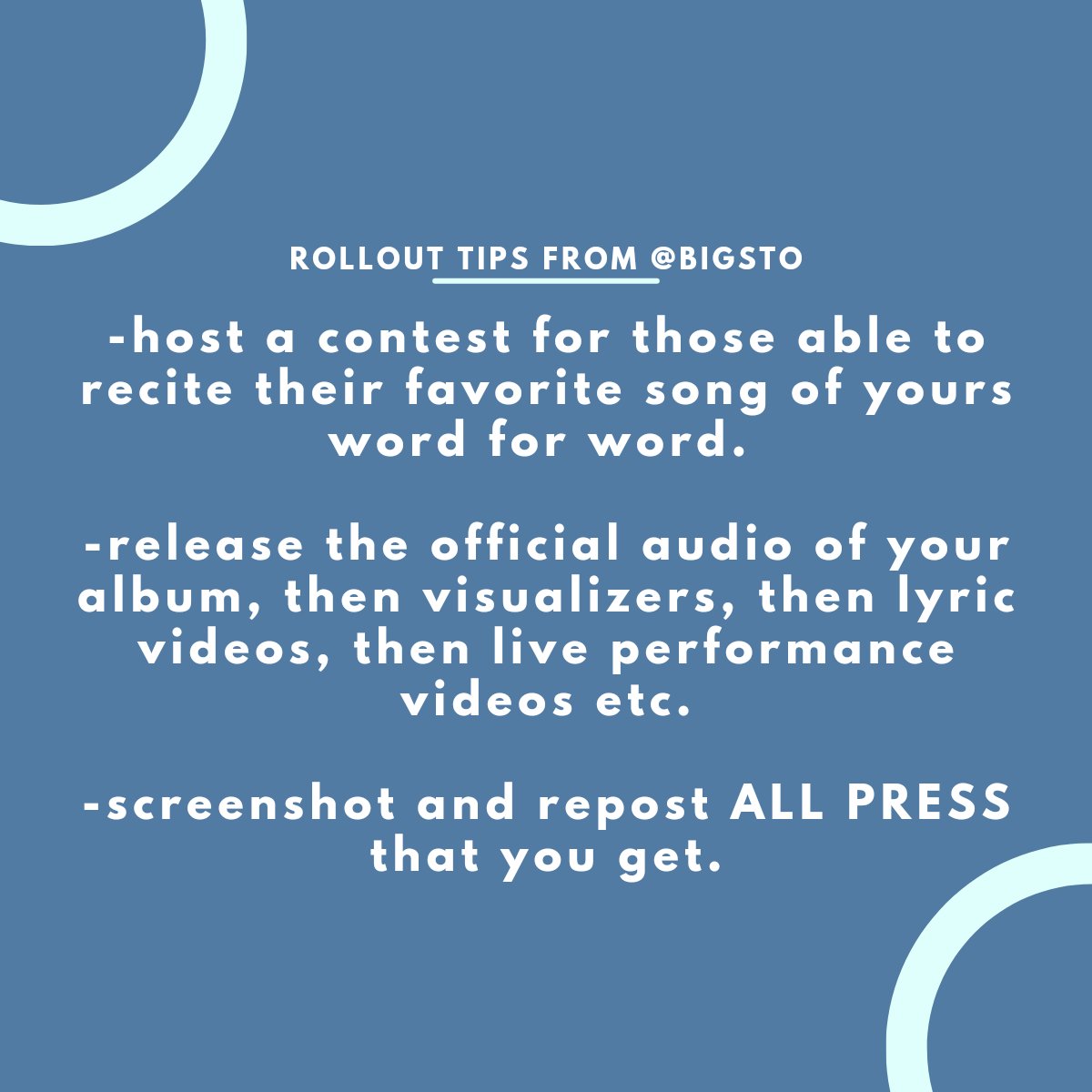 BigSto's tweet photo. some rollout tips for your Wednesday. https://t.co/kQn9bj7dah