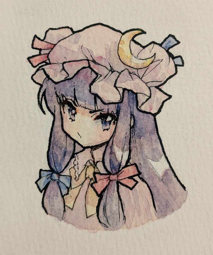 kureihii's tweet photo. patchouli #watercolor #touhou https://t.co/q1T385HKSW