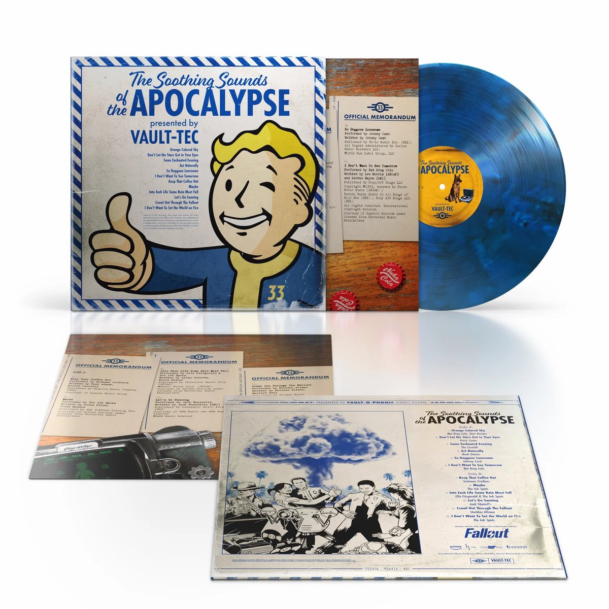 Wario64's tweet photo. Fallout: The Soothing Sounds Of The Apocalypse 'Blue Smoke Vinyl up for order on Shop (Lake Shore Records) https://t.co/xiha99eIcw https://t.co/XLFj1DWASa