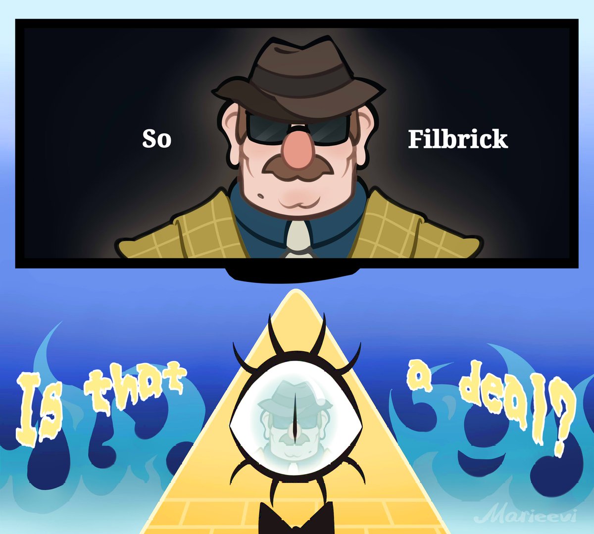 Marieevi_'s tweet image. I think someone already had this idea, but still 
#GravityFall #GravityFallscomic #GravityFallsBill #BillCipher #comic #TheBookOfBill
