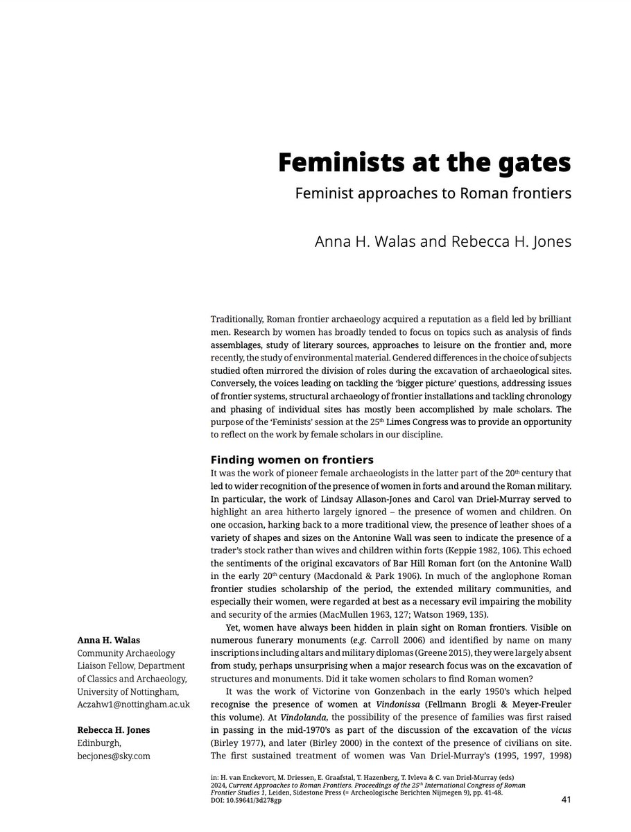 Dr Anna Walas ๐ต๐ฑ (@drannawalas) on Twitter photo A new publication in collab with <a href="/DrRebeccaJones1/">Dr Rebecca Jones</a> and totally OPEN ACCESS.
Feminists at th Gates? Feminist Approaches to Roman Frontirers.
Find out whar <a href="/RAFAkrotiri/">RAF Akrotiri</a> taught me about militarising women's lives and what it might mean for Roman frontiers.
sidestone.com/books/current-โฆ A new publication in collab with <a href="/DrRebeccaJones1/">Dr Rebecca Jones</a> and totally OPEN ACCESS.
Feminists at th Gates? Feminist Approaches to Roman Frontirers.
Find out whar <a href="/RAFAkrotiri/">RAF Akrotiri</a> taught me about militarising women's lives and what it might mean for Roman frontiers.
sidestone.com/books/current-โฆ