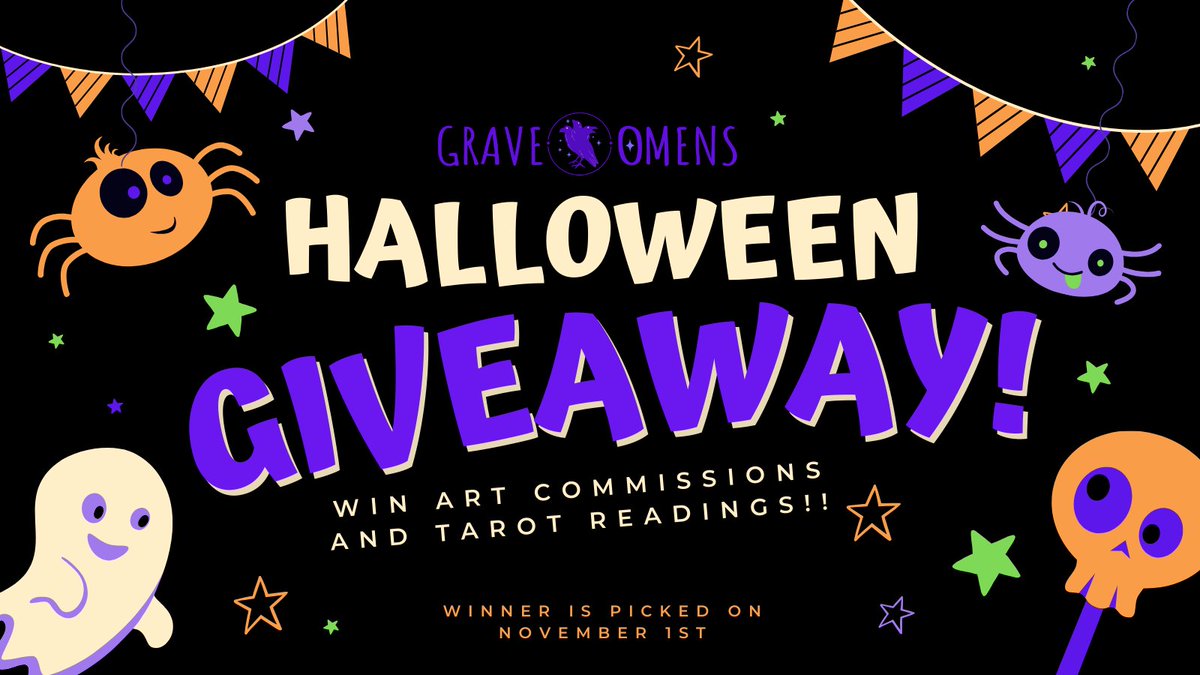 ✨ Spooky Season Giveaway! ✨

To celebrate the season, I’m offering 3 lucky winners the chance to win a commission AND a tarot reading! 🎃✨

⬇️Look in thread below for more details!

#Giveaway #Halloween #Commission #TarotReading #ArtistsOfTwitter #spookymonth #digitalart