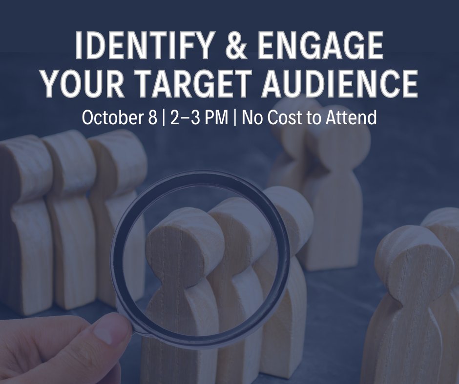 Join us on October 8 for the Workshop: Identify &amp; Engage Your Target Audience. Attendees will learn how to identify their target audience, understand their preferences, and tailor marketing strategies to reach them effectively. For more info + to register: cusbdc.org/event/workshop…