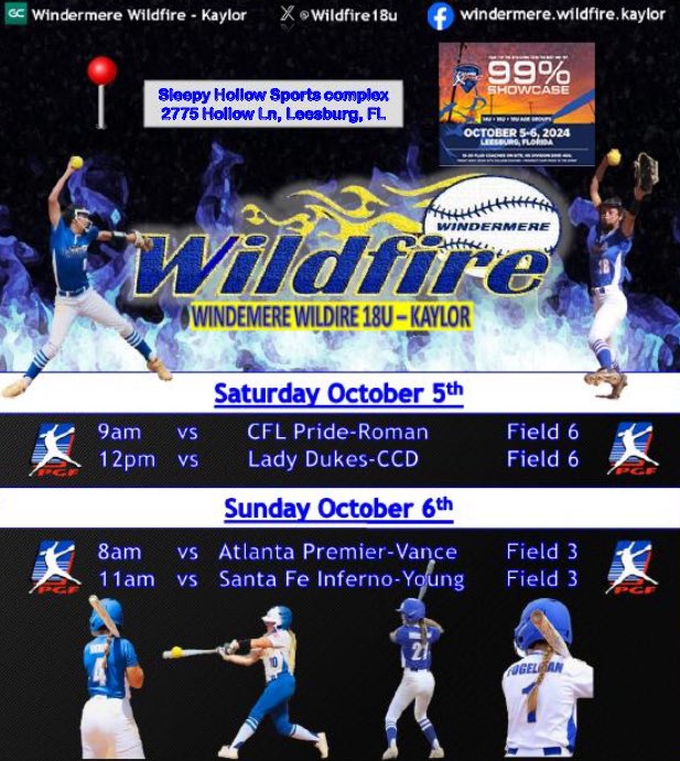 Wildfire18u's tweet photo. Back to the grind! PGF 99% here we come! Coaches, we 👀 to pick right up where we left off, come check this team out! 🔥🔥#CatchingWildire #WiFiNation #IfNotUsThanWho #Gettingseen #GettingRecruited @flpgfmedia @SBRRetweets @ExtraInningSB @LineDsoftball @THEWOWSB @CoastRecruits https://t.co/b5NGYS7Da3