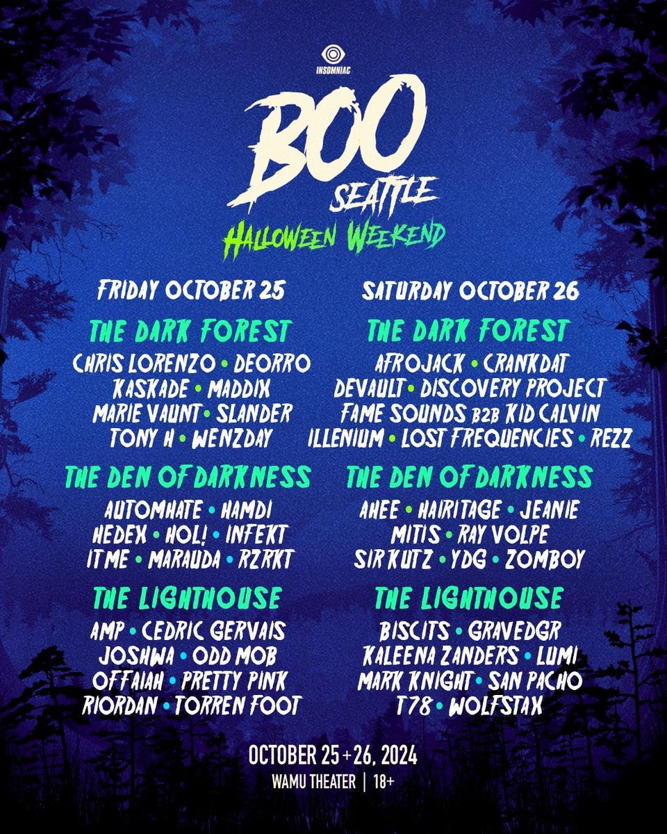 EDMIdentity's tweet image. Spooky szn has started, and we're giving away a pair of VIP passes to #BOOSeattle for you to celebrate in style.

Don't miss your chance to catch AFROJACK, Chris Lorenzo, Odd Mob, Ray Volpe, Illenium, Rezz, Hamdi, Kaskade, Wenzday, and more!

Enter ▶️ app.hive.co/l/3wqj16