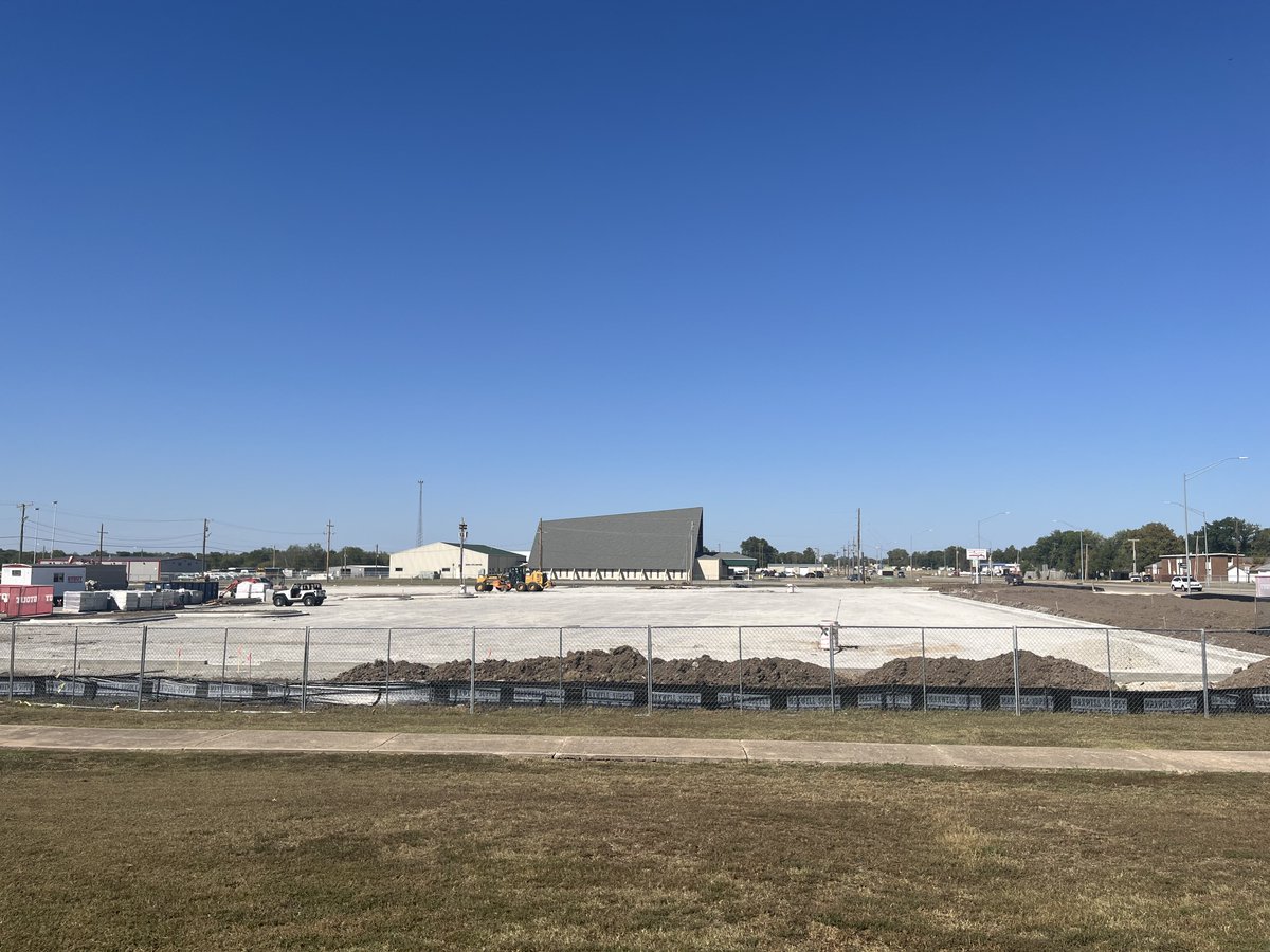 Just starting the 4th month of construction of the new football/track facility entrance and parking lot project and much progress has been made. Entrance will include a ticket booth flanked by new restrooms on the North side and a concession stand on the South.