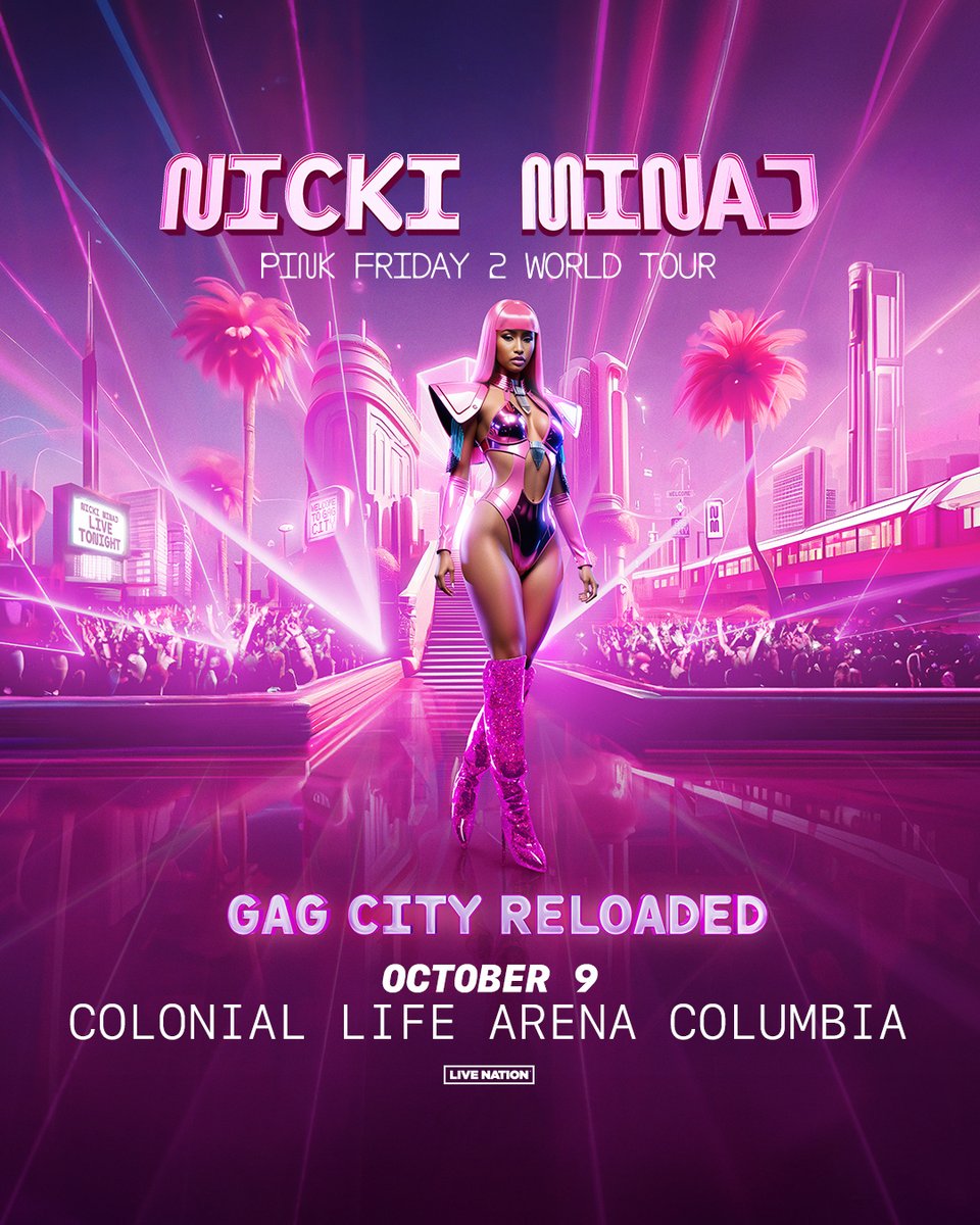 CLAmktg's tweet photo. 🎀 BARBZ, get ready! 🎀 Nicki Minaj hits the stage at #ColonialLifeArena in ONE WEEK!
🎟️: https://t.co/mfm6gIo12t https://t.co/CdZyFFtvW8