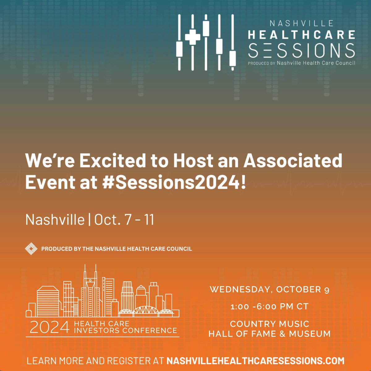 Bass Berry Health (@bassberryhealth) on Twitter photo We are looking forward to hosting the 14th Annual Health Care Investors Conference as an associated event during the <a href="/NashHCC/">Nashville Health Care Council</a> Nashville #Healthcare Sessions Week. Learn more: bit.ly/HCIC-2024
#HealthcareLaw #Sessions2024 We are looking forward to hosting the 14th Annual Health Care Investors Conference as an associated event during the <a href="/NashHCC/">Nashville Health Care Council</a> Nashville #Healthcare Sessions Week. Learn more: bit.ly/HCIC-2024
#HealthcareLaw #Sessions2024