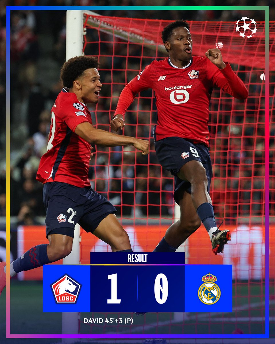 Lille beat Real Madrid 🔴

#UCL