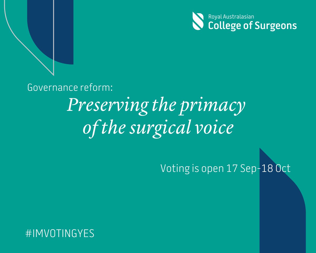 Have your cast your vote in the members ballot on RACS governance reform? The ballot asks Fellows to vote on proposed updates to the Constitution that allow for the establishment of a skills-based governance Board. Find out more: bit.ly/4ec3gm1