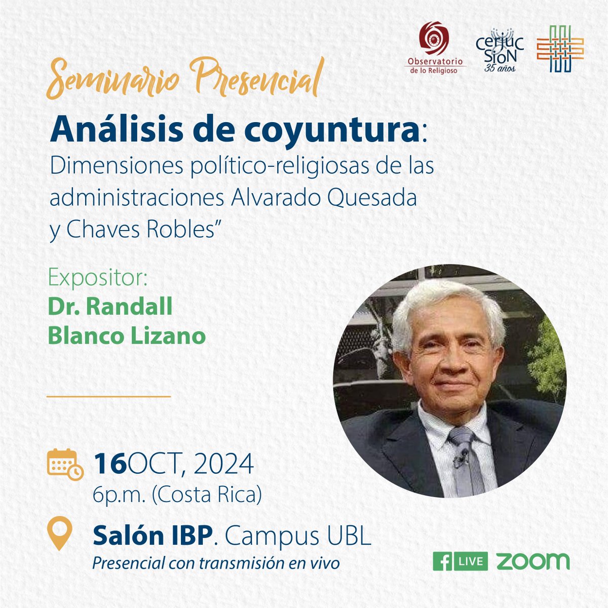 Esperamos que esta conversación contribuya al análisis crítico de uno de los fenómenos más relevantes de nuestra actualidad, que es el del rol que juega la religión en la política.

Inscribite aquí: docs.google.com/forms/d/e/1FAI…

📱 ¡Te esperamos!