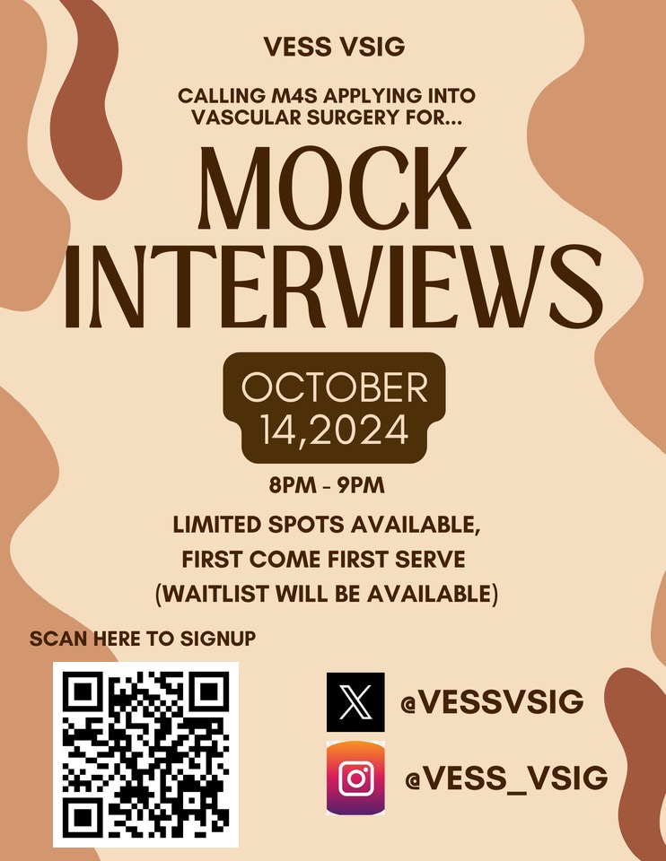 Calling all M4s applying into vascular: scan the QR code for our Mock Interview Event!