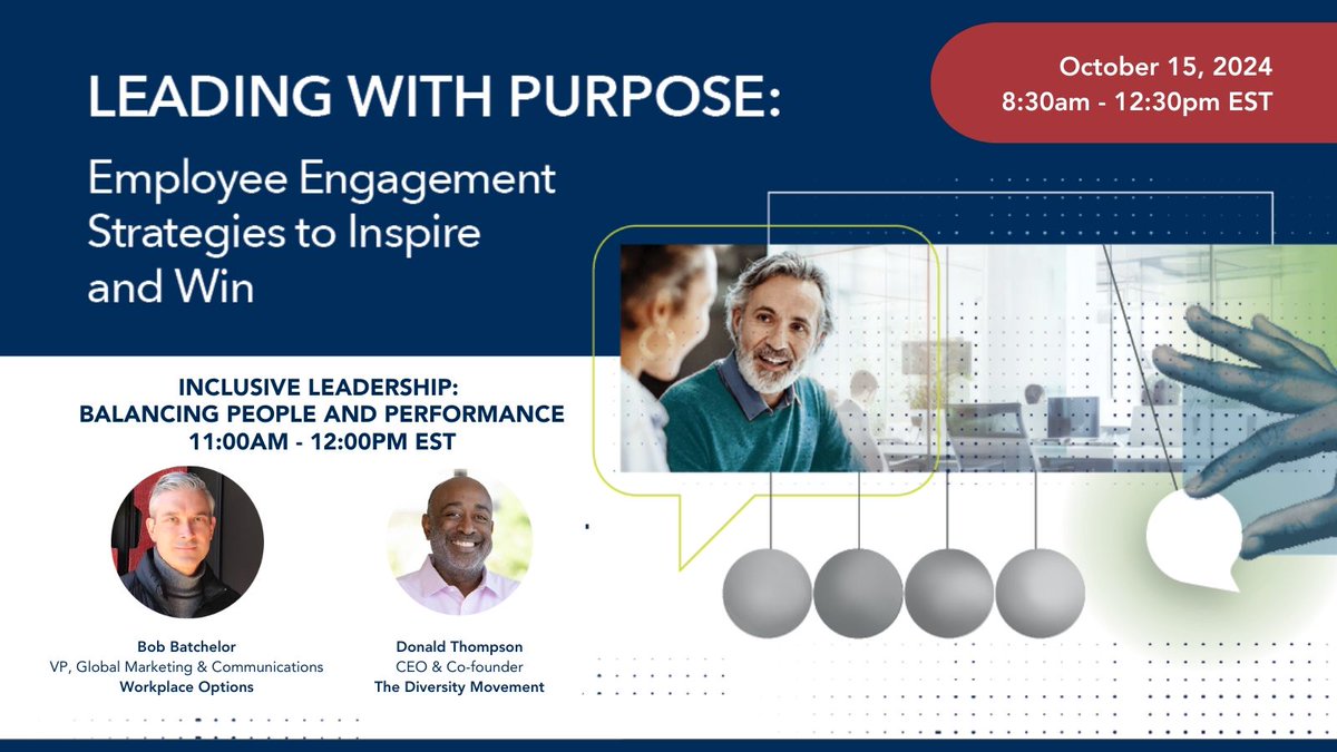 Join the #2024EmployeeEngagementSummit on October 15 for an engaging conversation about #InclusiveLeadership. Discover strategies for building high-performing teams and enhancing employee engagement, innovation, and trust. 

Register now! buff.ly/3N9aRWk