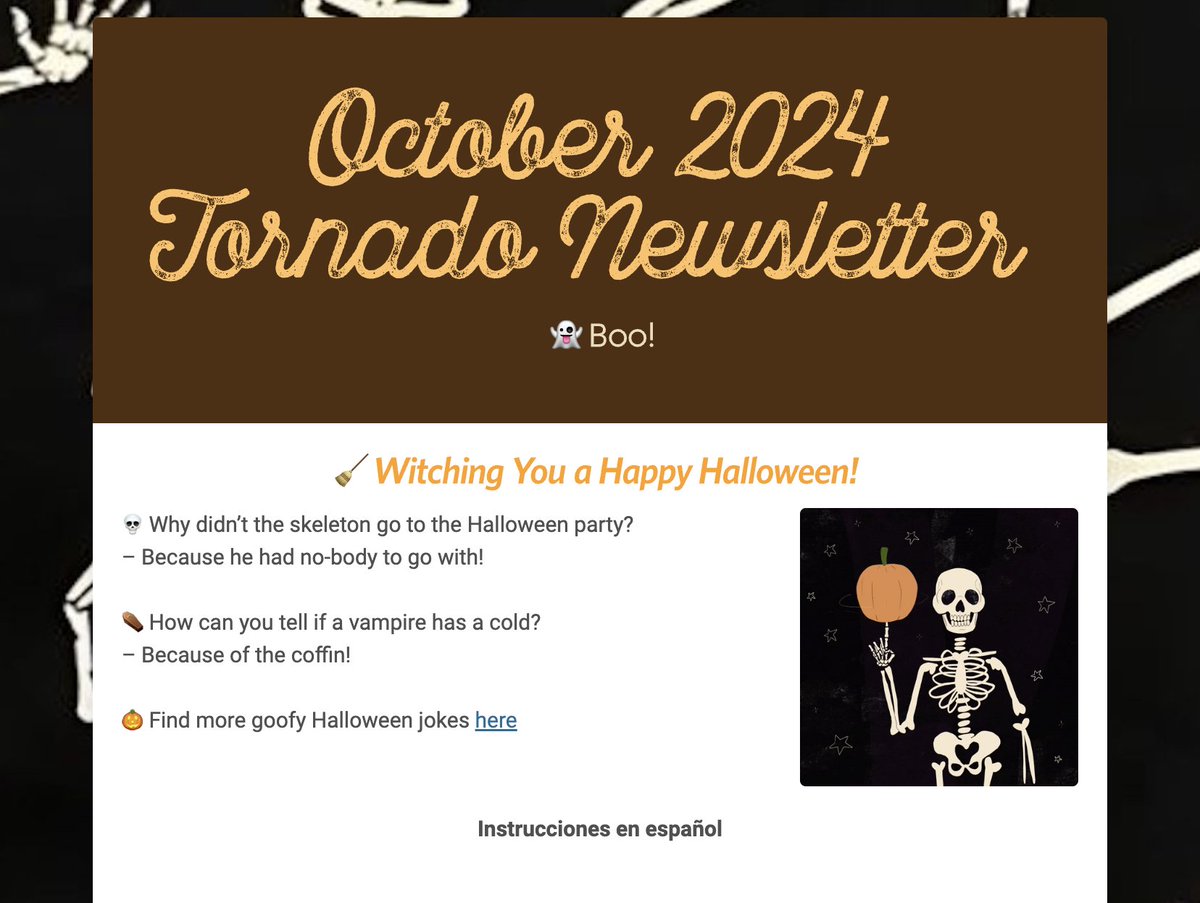 Check out our Booo-👻-tiful October Newsletter!!
Check regularly for updates throughout the month to stay in the know! 🎃
secure.smore.com/n/tvaqhr