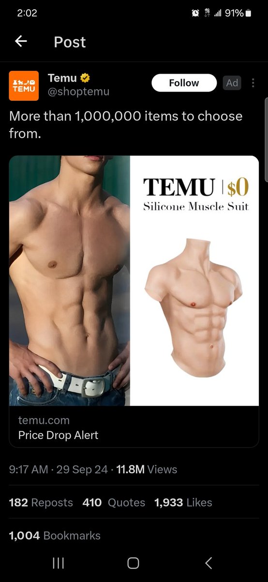 Hey, I  know that I'm 61 years old now, and I've put on a few pounds but this ad showing up on my feed every 8 posts is getting annoying.