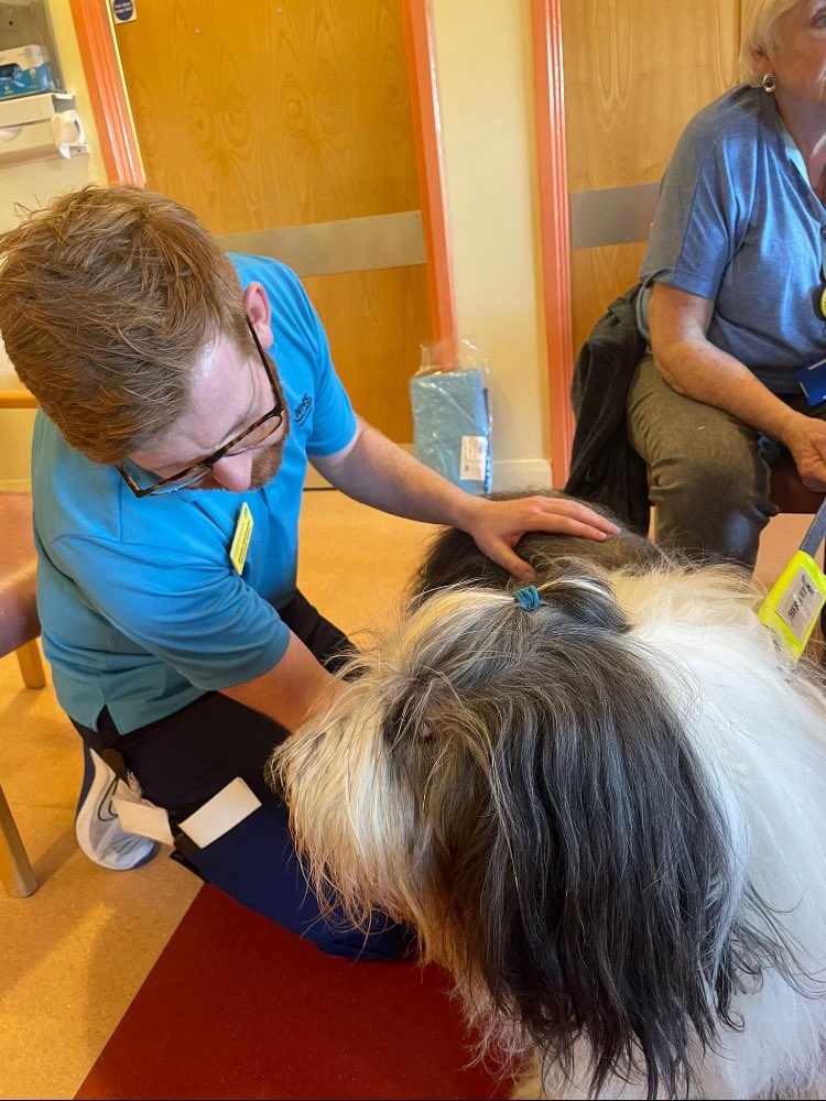Today was a great day!  When the therapists got some therapy 🙌🏻 Today we met Lexi, Baxter &amp; Dexter, experienced Therapets !! Thanks to our Associate AHP Chiefs, and Team Leads for arranging this fantastic staff wellness session ❤️ 
<a href="/dodds_allan13/">Allan Dodds</a> <a href="/Laura_Wils87/">Laura Wilson</a> <a href="/NHSGGCsouthAHP/">NHS GGC South AHP</a>
