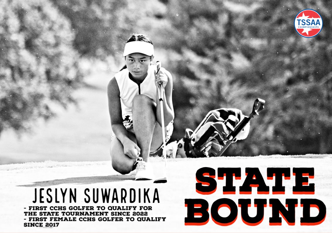BREAKING: After posting an 86 in the regional round in Kingsport today, Jeslyn Suwardika is headed to the state golf tournament next week at Sevierville Golf Club! 

She will compete next Thursday and Friday.