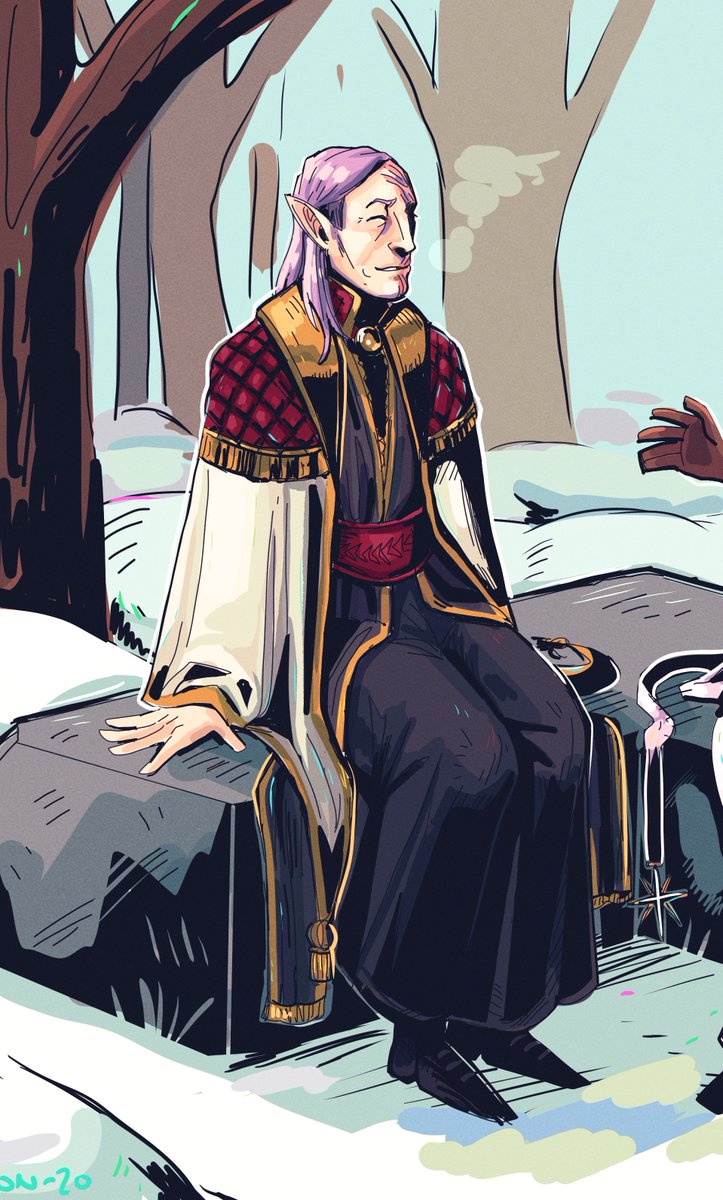 Lepraton's tweet photo. DAY 3 - Old OC

Well, Fergus is my oldest, but another one is Ennead. He is an old, friendly priest who has been badly burnt. Usually he's like a borderline cultist? He has some weird ideas about death. He can fuck people up if needed!

⭐ #oc_tober #bweirdOCtober https://t.co/LDbLyyP9vF
