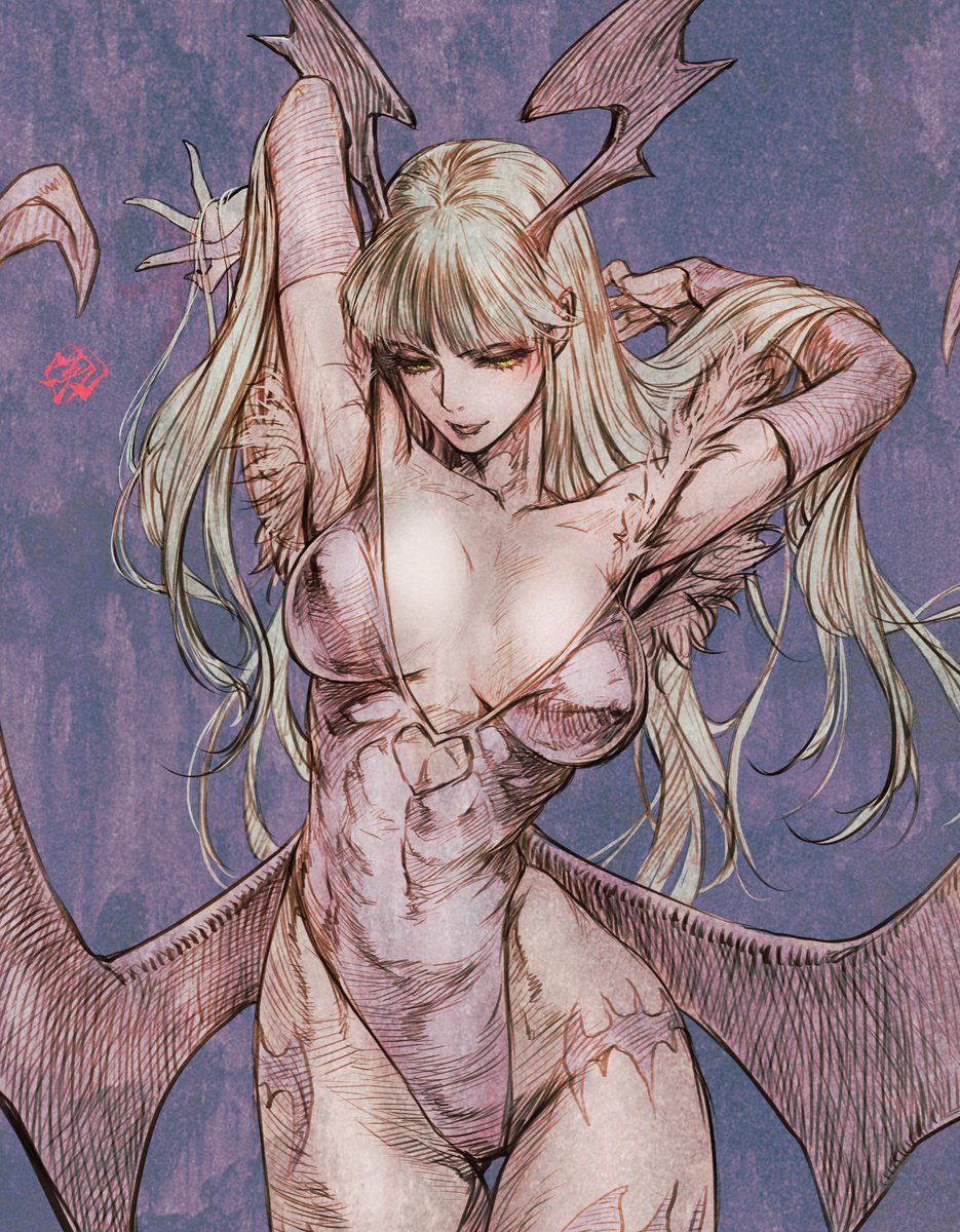 e_i_s_h_u_n's tweet image. 昔描いたこのモリガンは結構気にいってる。