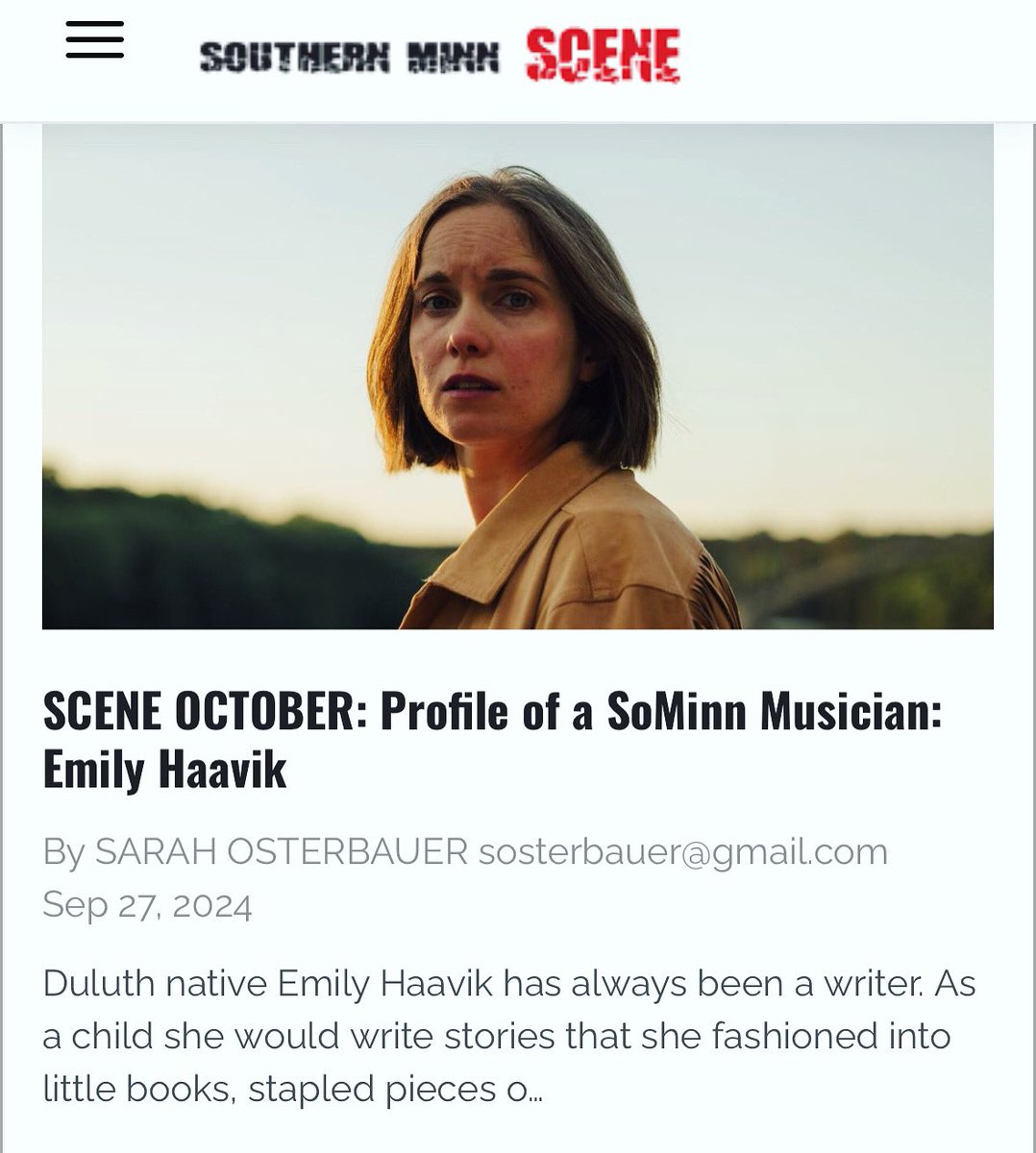 Ellen Stanley | Mother Banjo (@ellensmojo) on Twitter photo ARTIST PROFILE! Big thanks to <a href="/SarahOwrites/">Sarah O</a> for this great feature on <a href="/emilyhaavik/">Emily Haavik</a> in <a href="/SoMinnSCENE/">SouthernMinn Scene</a> about her new album Wingspan coming out on Friday!
👓 Read Article: southernminn.com/southern_minn_…
🎟️ Tix to 10/3 Release Show at <a href="/icehousempls/">icehousempls</a>: icehouse.turntabletickets.com/shows/4146/?da… ARTIST PROFILE! Big thanks to <a href="/SarahOwrites/">Sarah O</a> for this great feature on <a href="/emilyhaavik/">Emily Haavik</a> in <a href="/SoMinnSCENE/">SouthernMinn Scene</a> about her new album Wingspan coming out on Friday!
👓 Read Article: southernminn.com/southern_minn_…
🎟️ Tix to 10/3 Release Show at <a href="/icehousempls/">icehousempls</a>: icehouse.turntabletickets.com/shows/4146/?da…