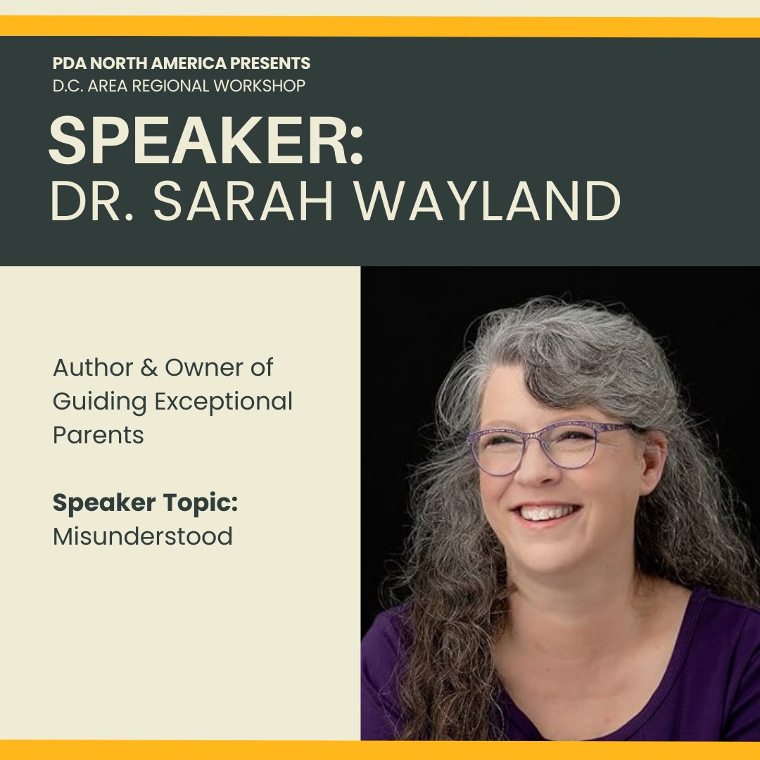 Join me November 1st at the D.C. Area Regional PDA North America Workshop: Understanding The PDA Autistic Profile. I will be speaking at 8:30 a.m. with Dr. Donna Henderson.

Learn more here: zeffy.com/en-US/ticketin…

#Autism
#ASD
#PDA
#Parenting 
#Maryland