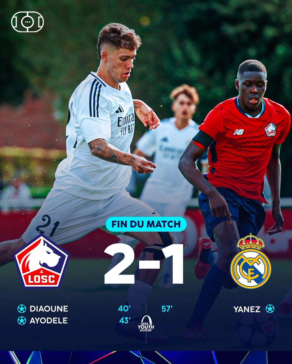 yvo_abo's tweet photo. Incroyable !!! Aujourd’hui, le Real Madrid C.F. s’est fait bouffer 2-1 en Youth League et 1-0 en Champion’s League par le LOSC. https://t.co/jOOQ8bKUWJ