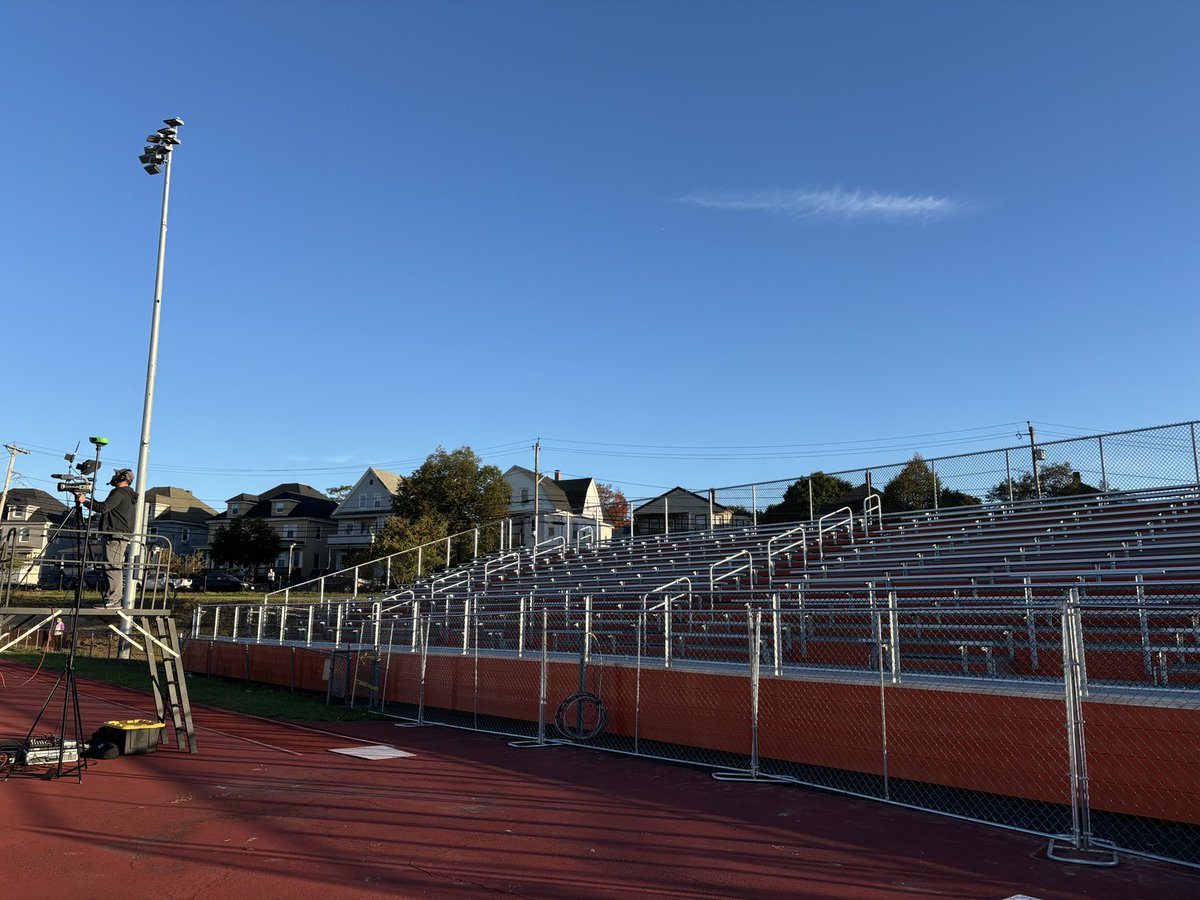 Stands are now in and lights are up here at Forti Field in Beverly. Football, field hockey and soccer look like they’ll be a good here under the lights sometime this month.