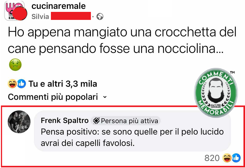 CM_Memorabili's tweet photo. Guardare sempre il lato positivo delle cose: propedeutico alla memorabilitร . #commentimemorabili #crocchette #continuatevoi https://t.co/8i2DIdkOY6