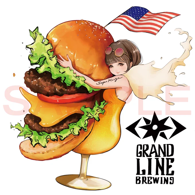 【お知らせ】飯テロガールズがビールに!!!この度、神奈川県横須賀市にあるブルワリー【GRANDLINE BREWING 様】 より発売されるクラフトビールのラベルイラストを担当させていただきました! 