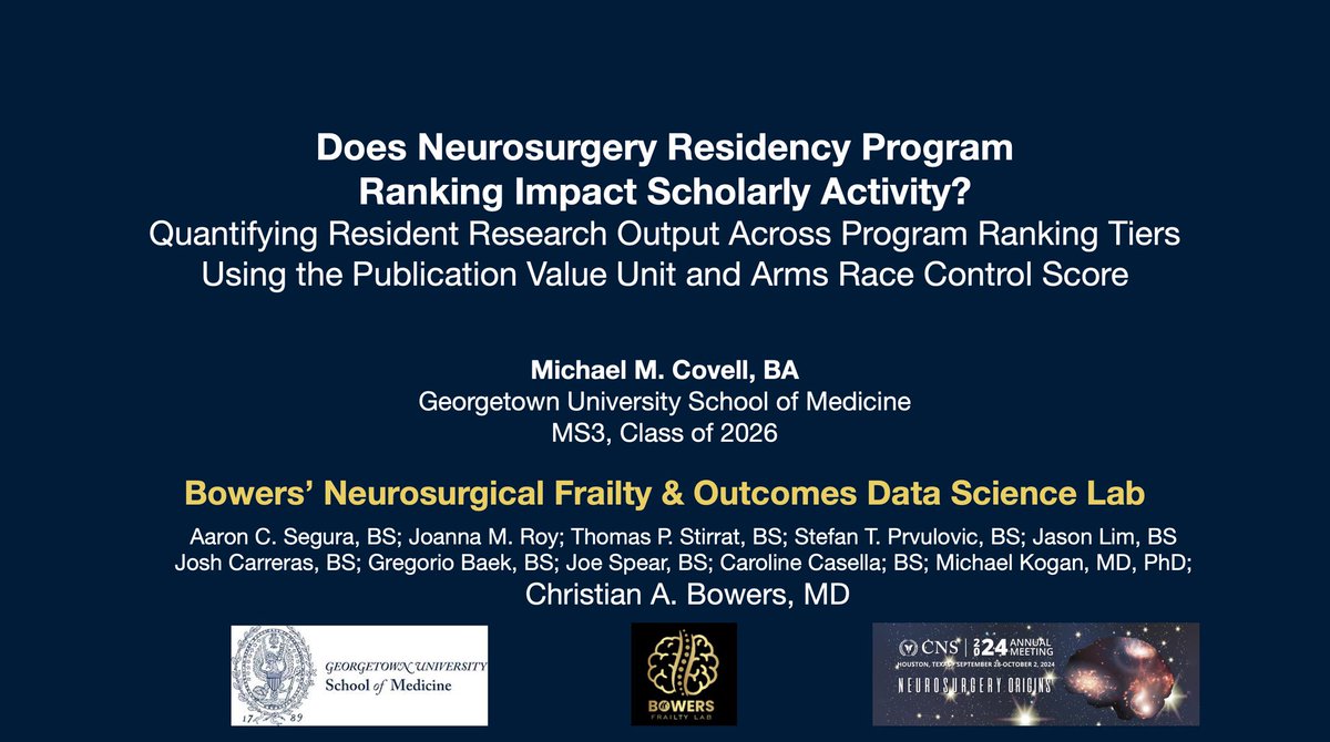 MichaelCovell_'s tweet image. Grateful to @CNS_Update to discuss costs of organized neurosurgery during the @councilsns advocacy & value session.
ARCS of residency publications, not total publication count, predicted academic careers. Thank you @bowersbrainsurg for your mentorship & presenting on my behalf.
