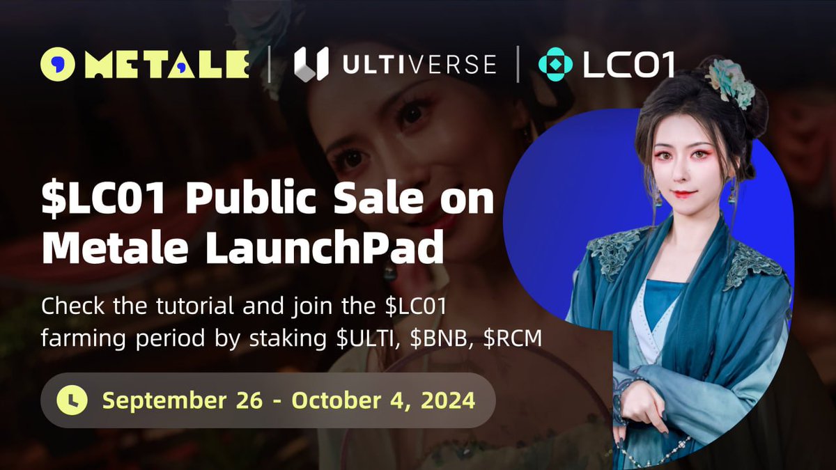 TaleX_chain's tweet photo. Only 2 days left to join @Eternal_Reborn's $LC01 Public Sale on Metale LaunchPad! ⌛

👉 https://t.co/WkCdSDRpsi

Stake $ULTI, $BNB, $RCM to farm $LC01 at the initial TGE price!

Tutorial: https://t.co/Pz75S58MGL

🍿 Watch and earn $LC01 on #TaleTV soon: https://t.co/j2r3dhopSF https://t.co/jFg6sg0jlZ