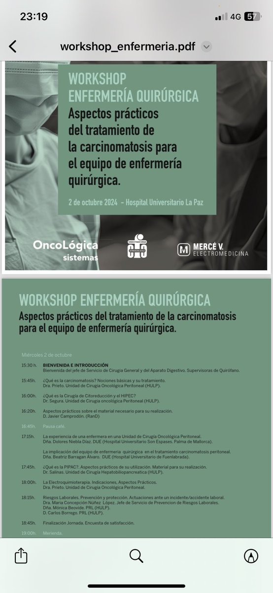 MIsabelPrieto2's tweet photo. Un placer compartir conocimientos y experiencias entre el equipo de enfermeria del Hospital La Paz y el equipo de carcinomatosis del hospital de Fuenlabrada . Gracias a todos los ponentes . Sesión muy enriquecedora @APeritoneum @operarelcancer @HULPSurgery @aecirujanos https://t.co/hLfrd3eXgI