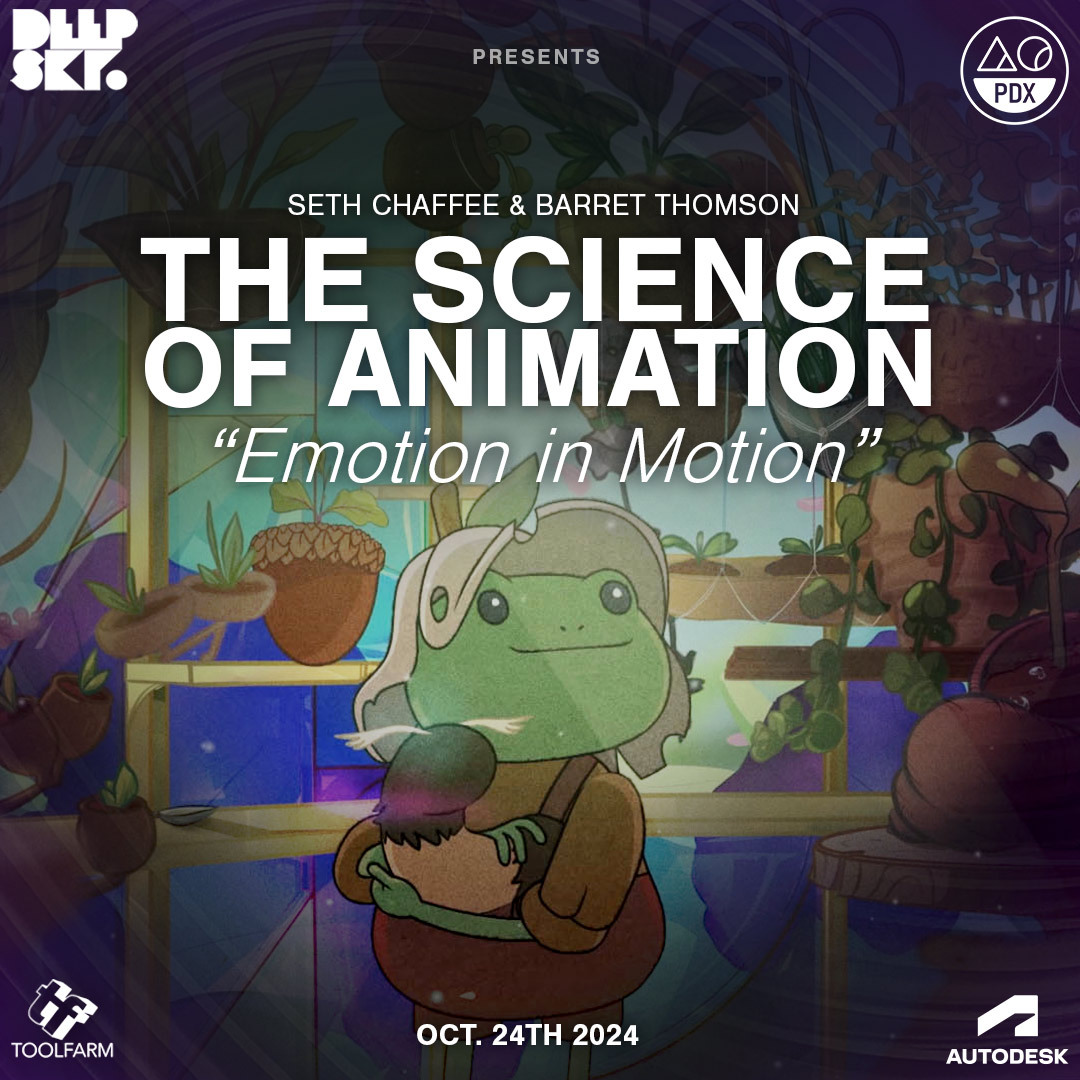 Thursday, Oct 24, The Science of Animation: Emotion in Motion with Deep Sky’s Seth Chaffee &amp; Barret Thomson!

📍 Autodesk PDX
⏰ 5:00PM (social hour, food &amp; drinks)
RSVP: tinyurl.com/4cu5vsku

Explore how animation moves audiences through the brain’s natural responses!🧠💥