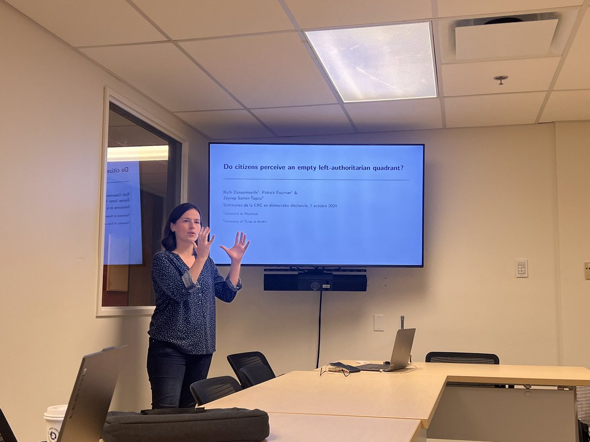 Semih Çakır (@mascakir) on Twitter photo 🚨Today in the <a href="/CRC_DemElect/">Chaire Démocratie Électorale</a> seminar series:
🗣️ Do citizens perceive an empty left-authoritarian quadrant?
Another fantastic presentation by <a href="/r_dassonneville/">ruth dassonneville</a> (with <a href="/zeynsom/">Dr. Zeynep Somer-Topcu</a> and <a href="/pat_fournier/">Patrick Fournier</a>) 🙌 🚨Today in the <a href="/CRC_DemElect/">Chaire Démocratie Électorale</a> seminar series:
🗣️ Do citizens perceive an empty left-authoritarian quadrant?
Another fantastic presentation by <a href="/r_dassonneville/">ruth dassonneville</a> (with <a href="/zeynsom/">Dr. Zeynep Somer-Topcu</a> and <a href="/pat_fournier/">Patrick Fournier</a>) 🙌