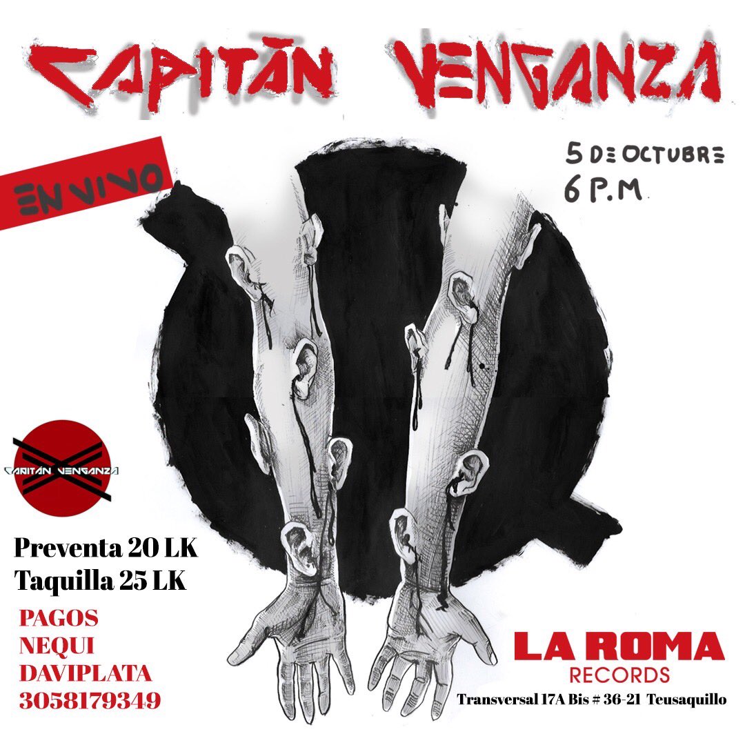 CapitnVenganza's tweet photo. #capitanvenganza #ENVIVO 💥 #rocklatino #bogota #colombia #postpunk #electropunk #synthpunk #newwave  #electrorock #noisemusic #electronicmusic #latinoamerica #postpunkmusic #postpunkerscolombia #rockbogota #darkwave #laoscuridadseralanuevaluz #melodiasoscuras #ansiafestival https://t.co/s9zS0k4pJF