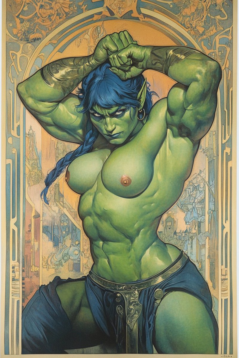 untamedorcs's tweet photo. Classic pose blue hair #orc #boobs #bluehair https://t.co/gKDArmj2oU