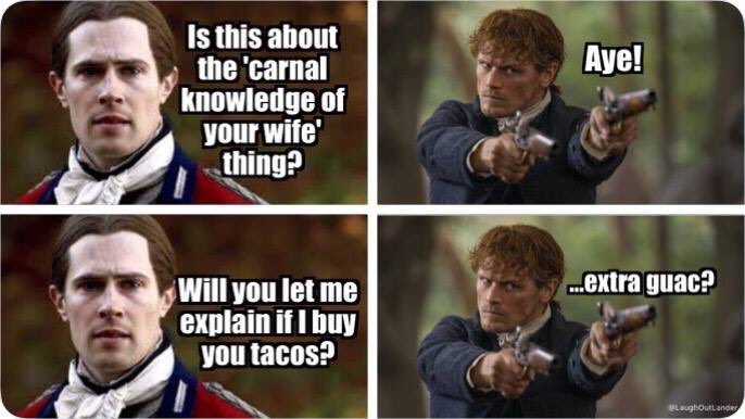 Happy #Outlander #NationalTacoDay (October 4th) from <a href="/LaughOutLander/">LaughOutLander🌮</a>; #DavidBerry  #LordJohn  <a href="/BerrysBeefsteak/">Berry's Beefsteak</a>  <a href="/DavidBerryFans/">DavidBerryFans</a> <a href="/SamHeughan/">Sam Heughan</a>