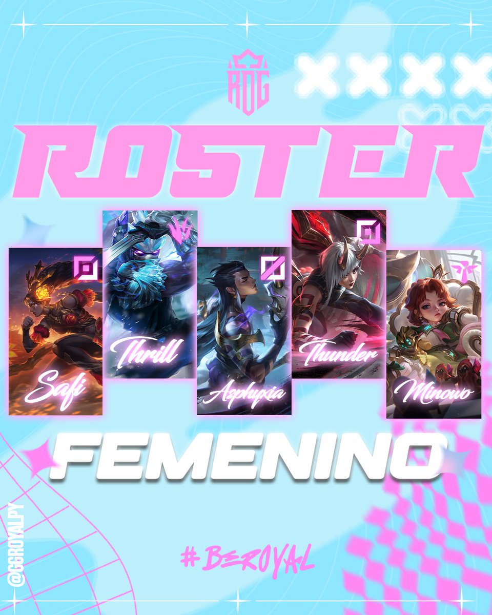 ✨Volvemos con todo en el League of Legends para la <a href="/LigaValkyria/">VISA Valkyria | #VVK💜</a> ''Visa Valkyria'' y damos la bienvenida a nuestras reinas!
Ellas son:
🔅 TOP: @safi_cosplay
🔅 JG: @im_thriii
🔅 MID: @jayigz
🔅 ADC: @_crystal_da
🔅 SUPP: @ipuppyfairy
🔅 SUPL: @giulichv 

#GOROG #BEROYAL #GGROG