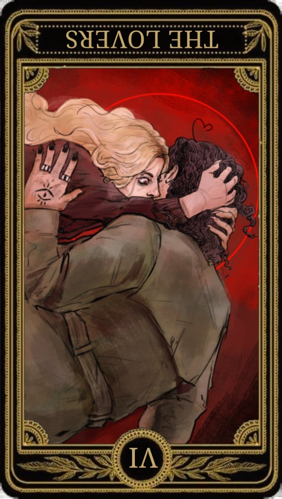 I'm normal about these two bastards. Have a tarot card [og art by crownedinmarigolds on tumblr] #vtm #ocart