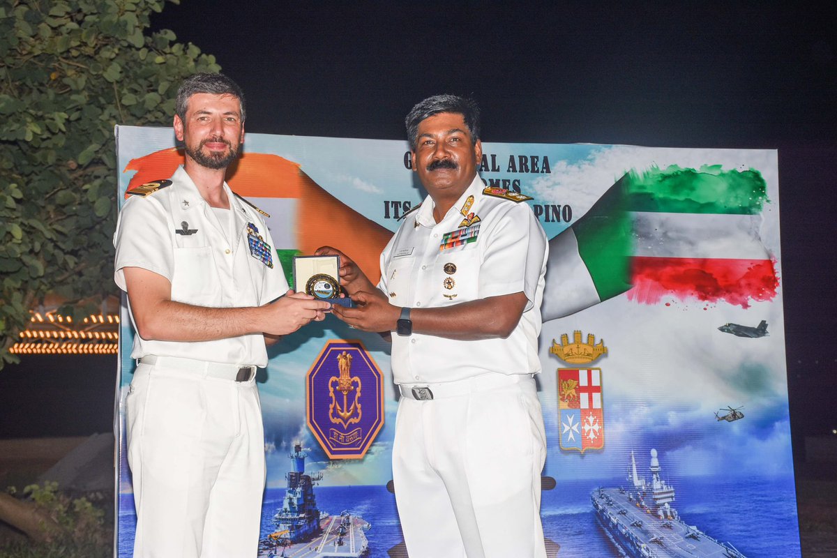 IN_GNA's tweet photo. hosted by Rear Admiral Ajay D. Theophilus, Flag Officer Goa Area #FOGA on behalf of the #IndianNavy. The personnel of the two navies warmly interacted with each other during the getogether. https://t.co/AvnC16eI4w